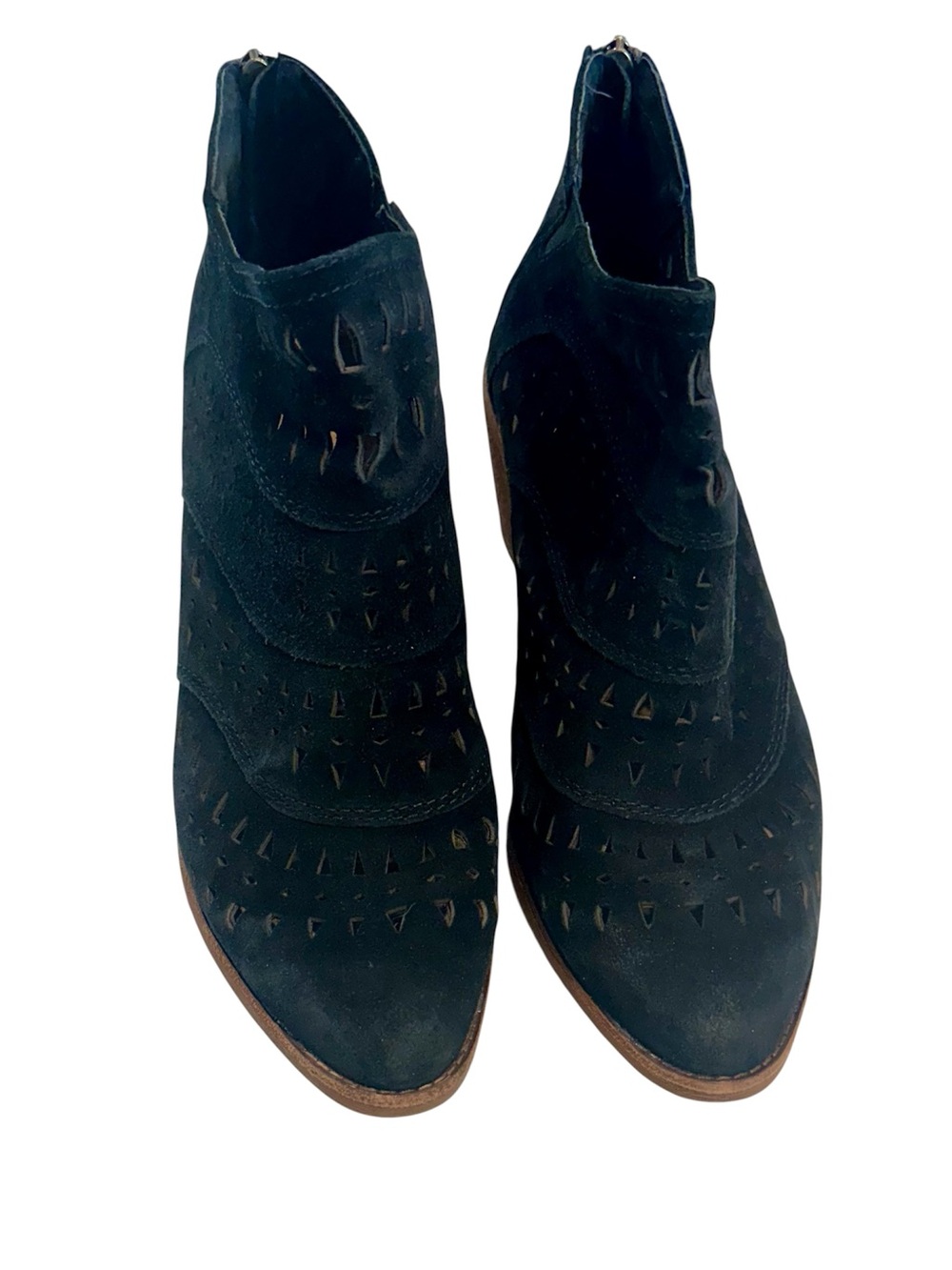 Söfft Black Westwood II Suede Laser Cutout Ankle Booties with Wood-Look Heel - Picture 8 of 10